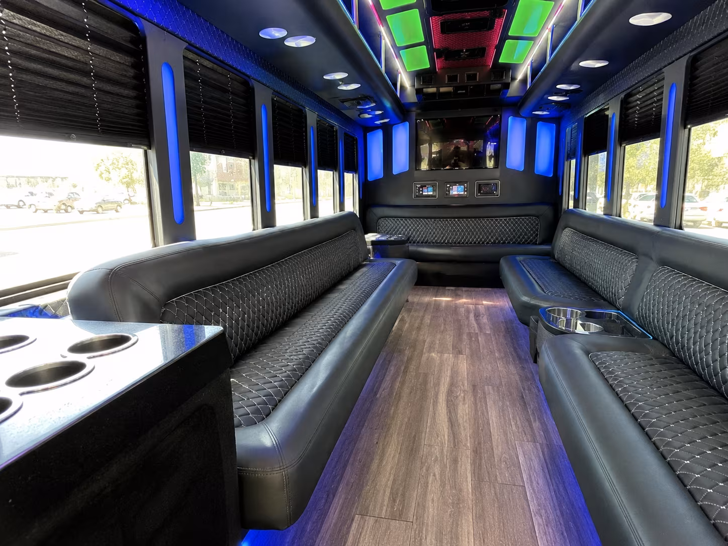 royal oak 15 passenger party bus inside
