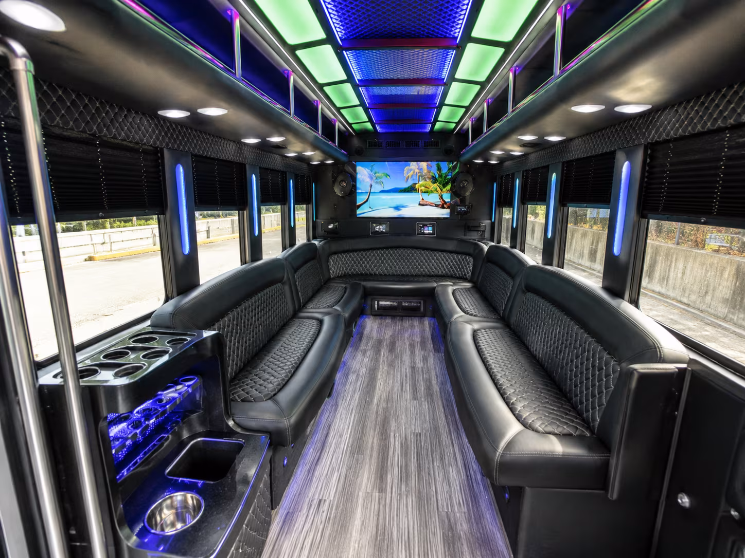 royal oak 18 passenger party bus inside
