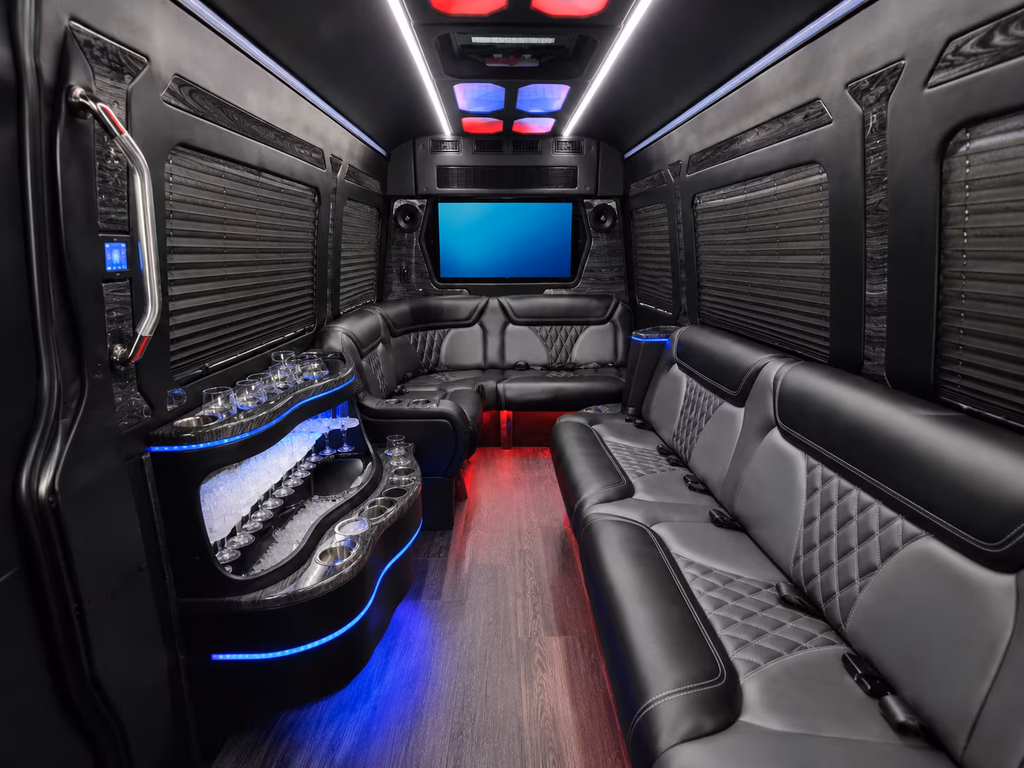 royal oak 18 passenger party bus interior