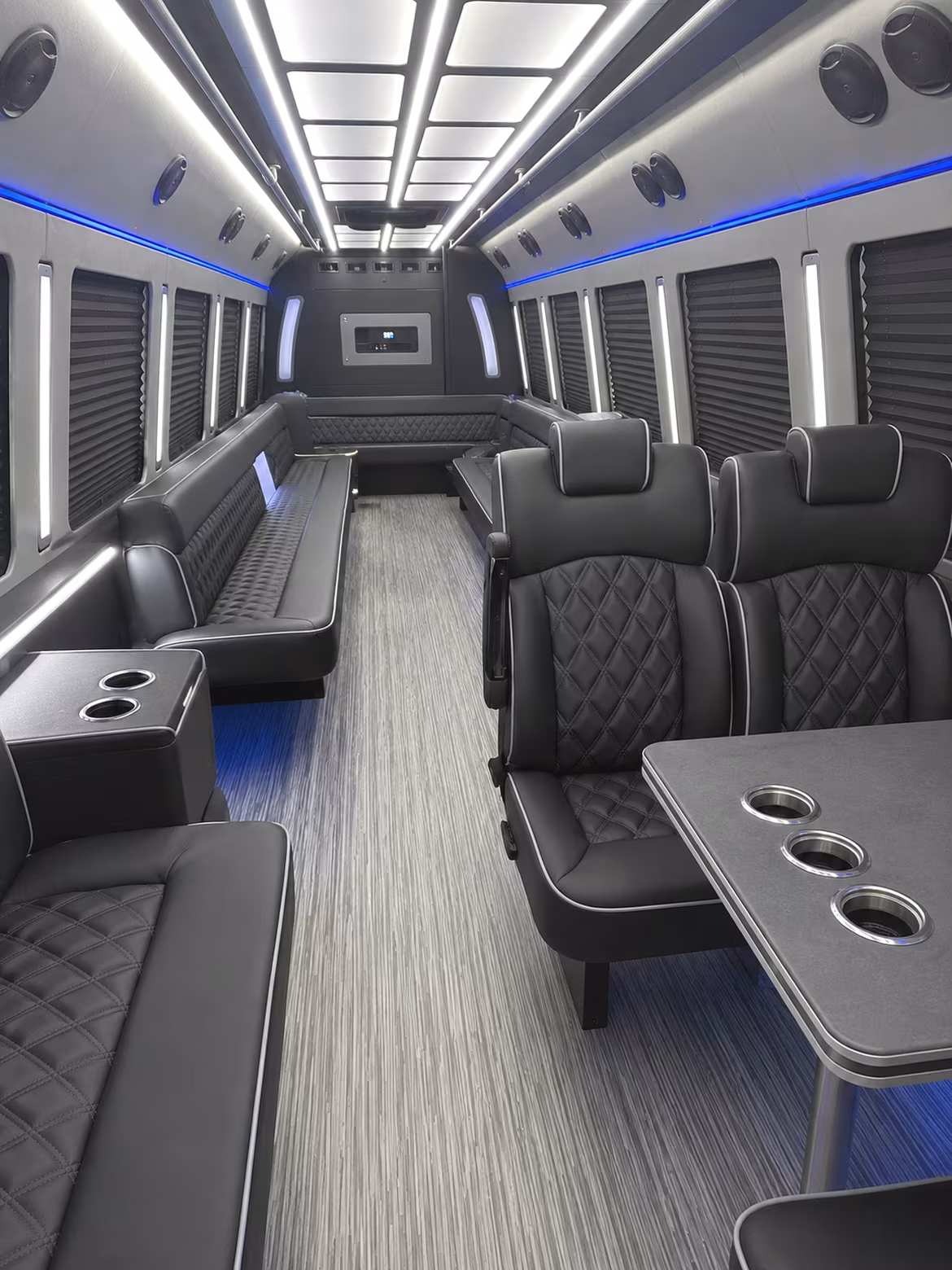 royal oak 25 passenger party bus inside