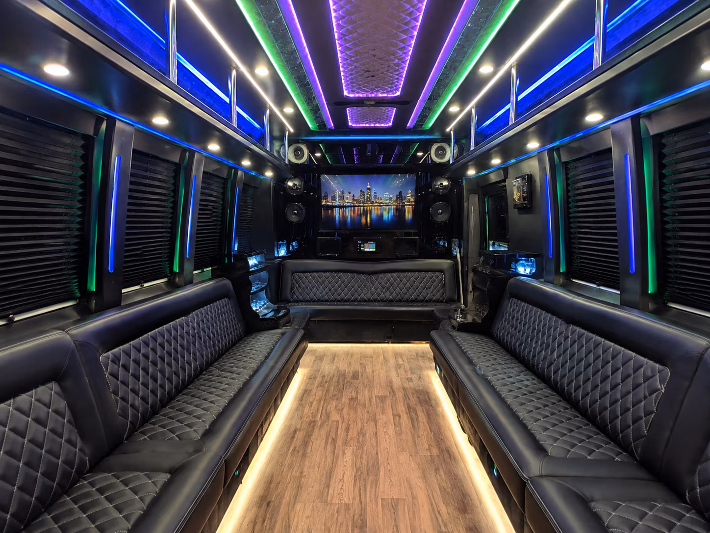 royal oak 25 passenger party bus interior