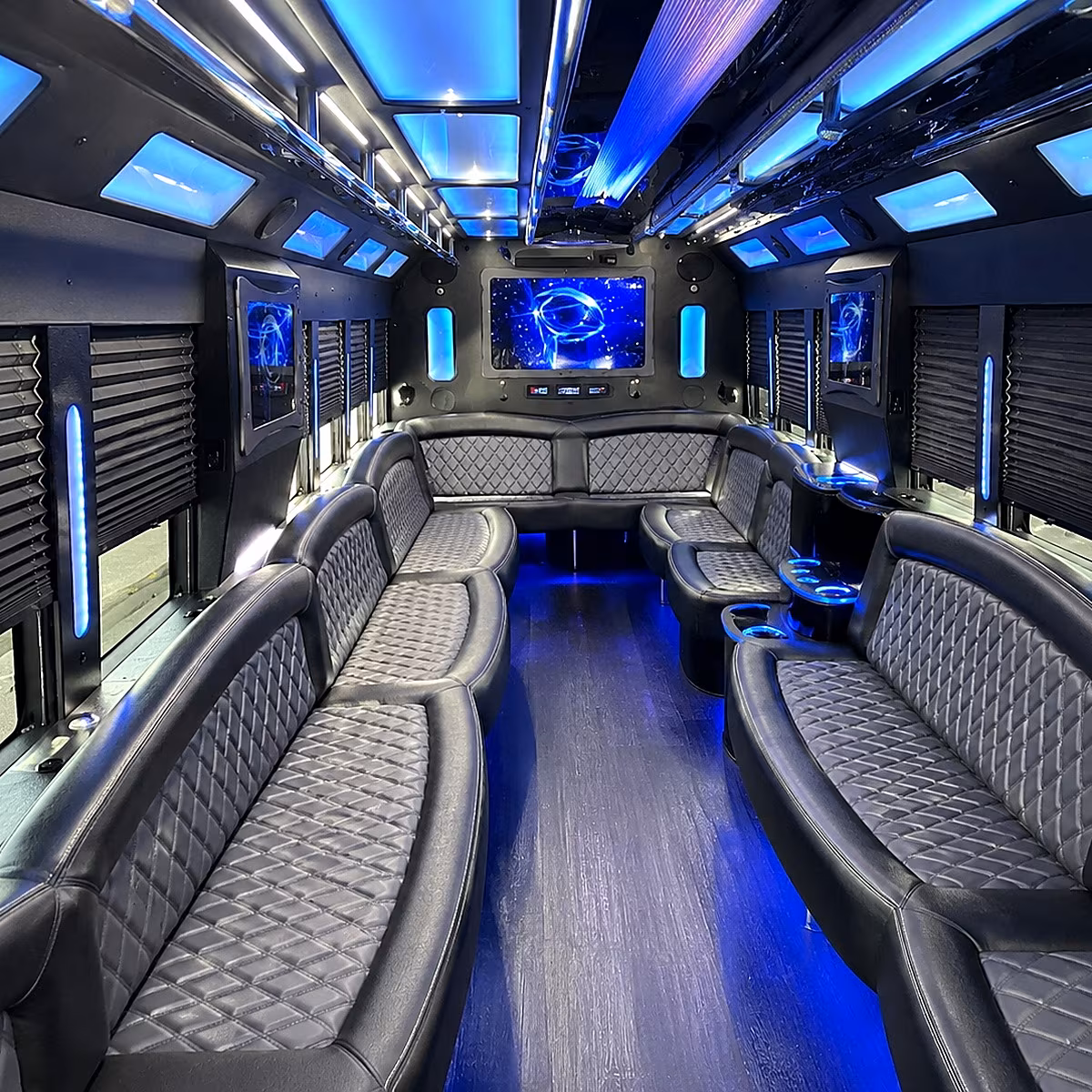 royal oak 50 passenger party bus interior
